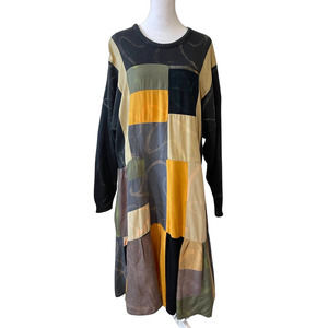 Vintage Lorna Adams Los Angeles Patchwork Bohemian Boho FP Maxi Dress Medium